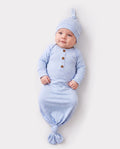 Baby Junge/Mädchen Einfarbig Baby Schlafsack Säuglingskleid mit Hut hellblau