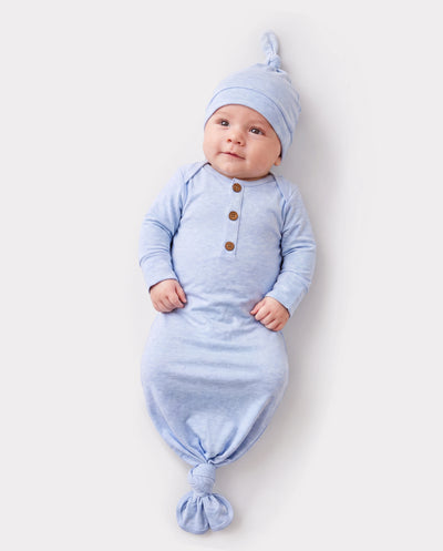 Baby Junge/Mädchen Einfarbig Baby Schlafsack Säuglingskleid mit Hut hellblau