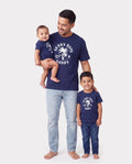 Daddy & Son Cotton T-Shirt & Dress Set – Sunny Days Palm Print for Dad, Mom, Baby & Toddler, Perfect for Summer Vacations & Family Outings Tibetan blue