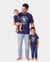 Daddy & Son Cotton T-Shirt & Dress Set – Sunny Days Palm Print for Dad, Mom, Baby & Toddler, Perfect for Summer Vacations & Family Outings Tibetan blue