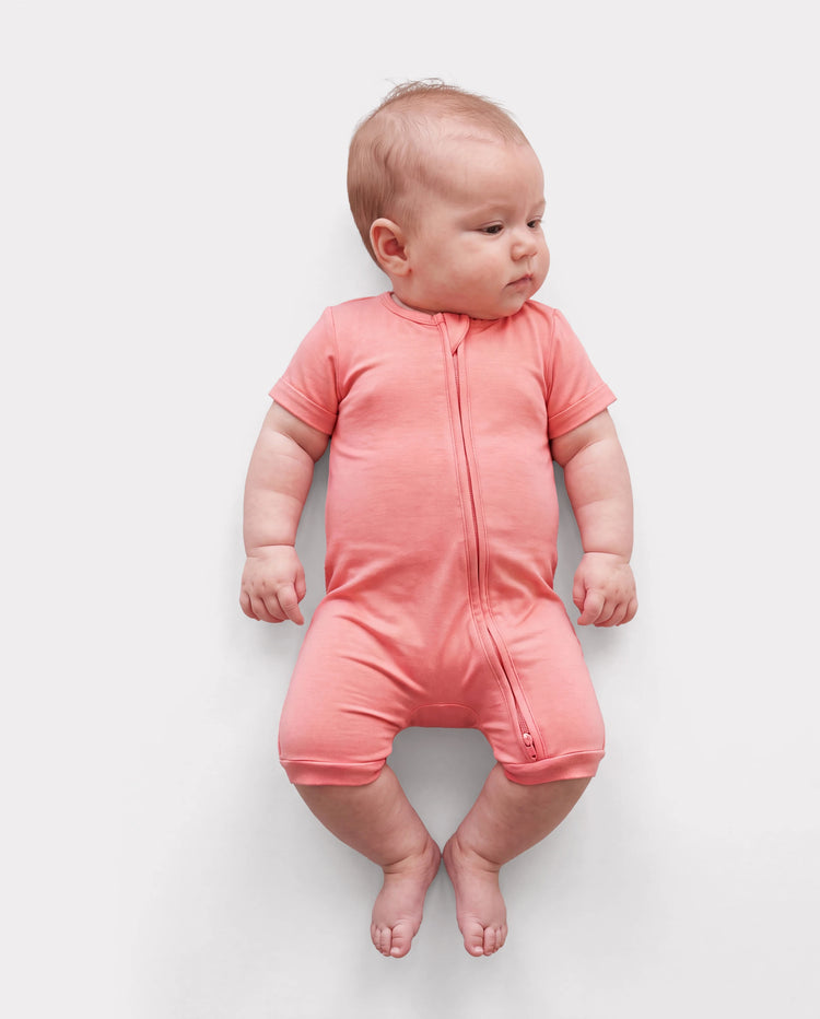 Bamboo Baby Boy / Girl 2-Way Zip Onesies Anti Slip Childlike Food Pattern Bamboo Sleepwear (Snug-Fitting)
 Pink