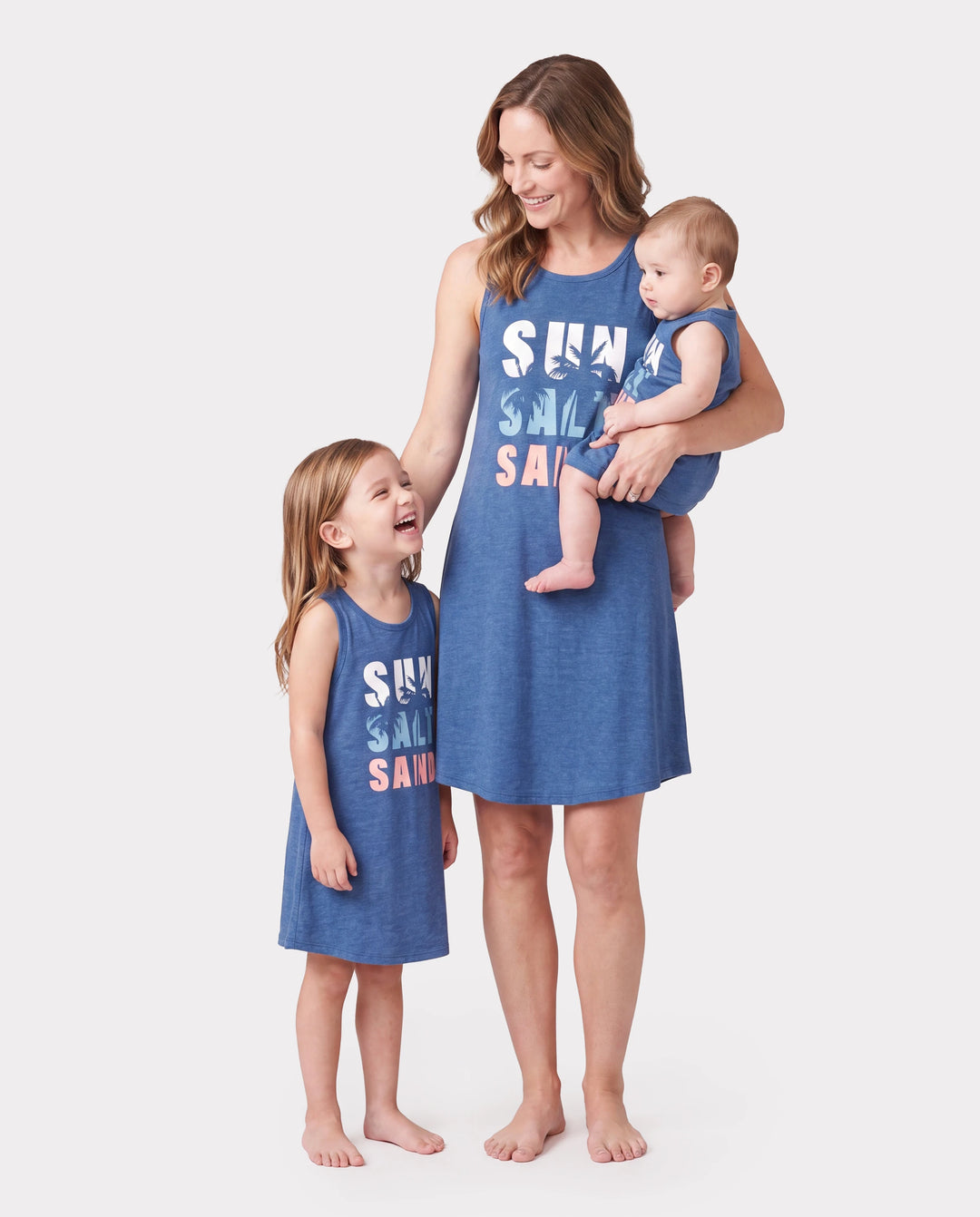 Maman et moi Ensembles Robe débardeur fluide ligne A avec poches Bleu