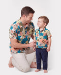 Daddy & Son Set Sun Flower Print Short-sleeve Collar Shirt for Summer Vacation Multi-color