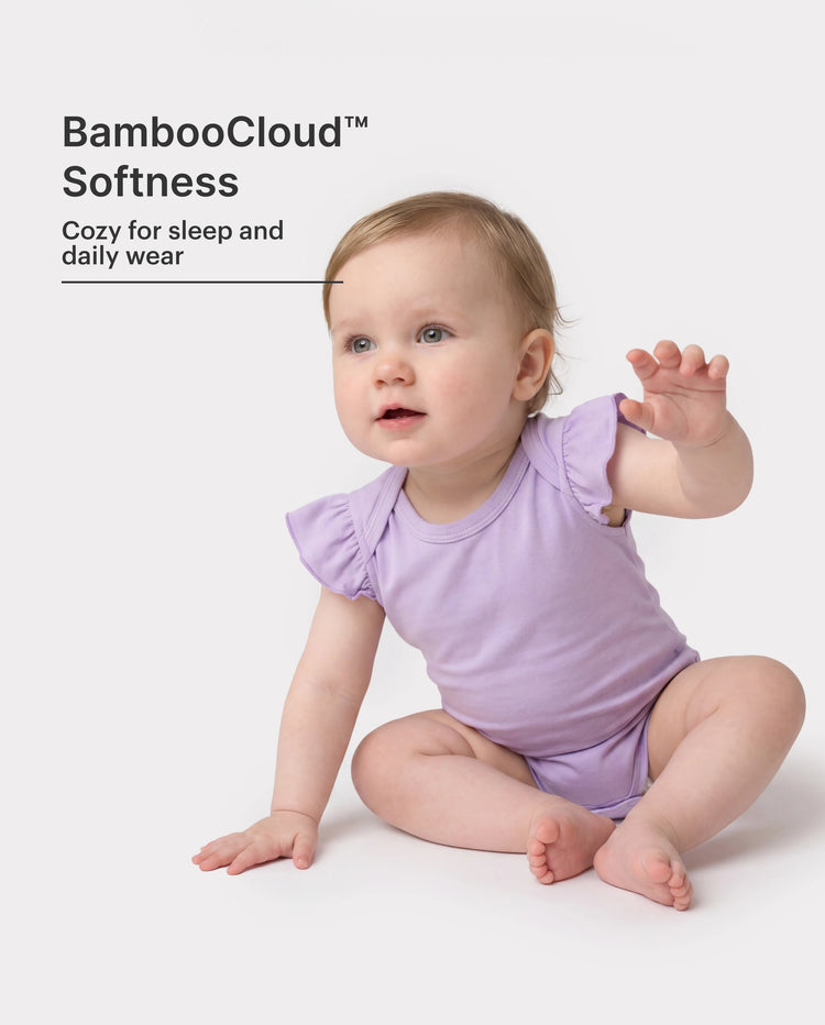 Conjunto de 3 piezas de mameluco de bambú para niña, color liso, morado