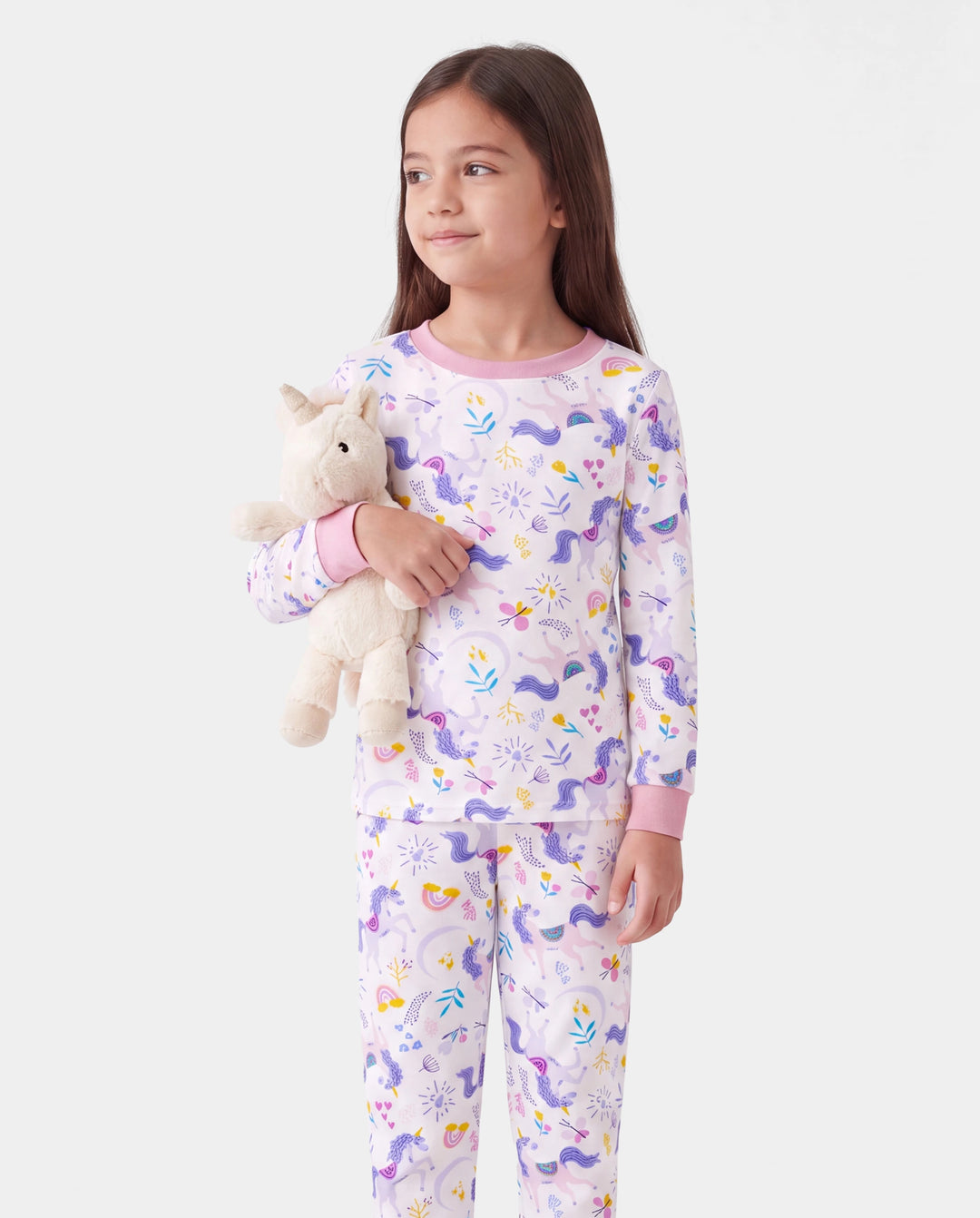 Christmas / Halloween Pajama 2-Piece Upgraded Thick Bamboo Pajama Set With Childlike Print for Toddler / Kids Girl (Snug-Fitting) Pink