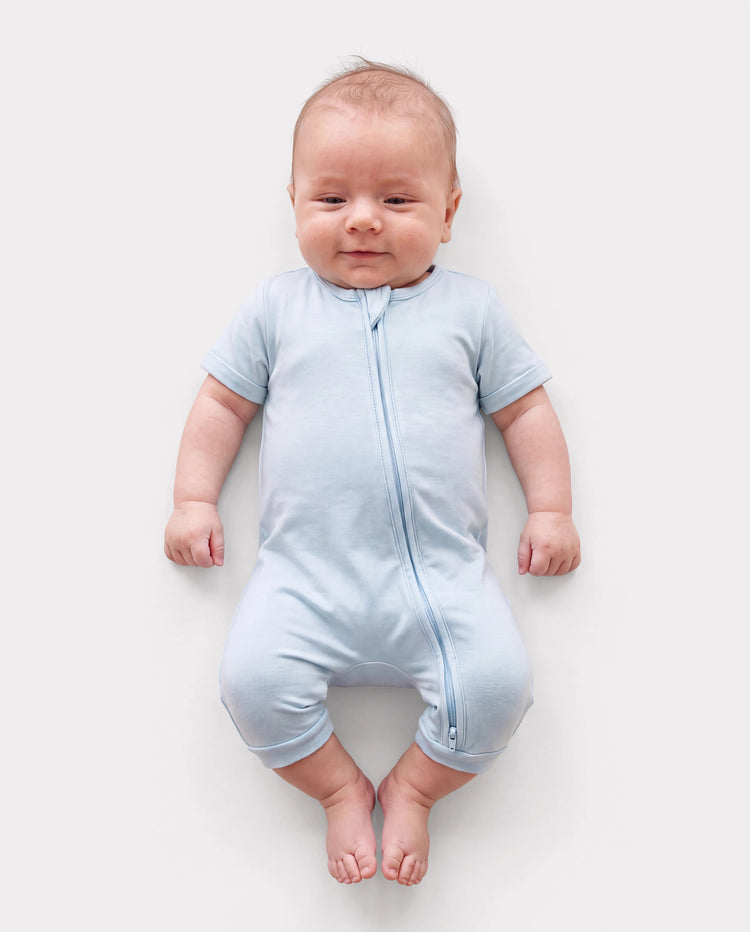 Bambus Baby Jungen/Mädchen 2-Wege Reißverschluss-Strampler mit Anti-Rutsch, kindlichem Essensmuster, Bambus-Schlafanzug (eng anliegend) Türkis