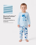 Kleinkind / Kinder 4-teiliger Pyjama aus Bio-Baumwolle 4-in-1 PJ Snug Fit Pjs für Mädchen / Jungen hellblau