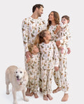 Christmas Matching Family Pajamas Woodland Print Beige