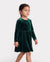 Christmas Sweet Toddler Girl Solid color Velvet material Dress Set Green
