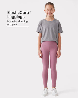 Sportliche ausgestellte Yogahose für Mädchen mit hoher Taille Einfarbige Leggings mit passendem Haargummi lila