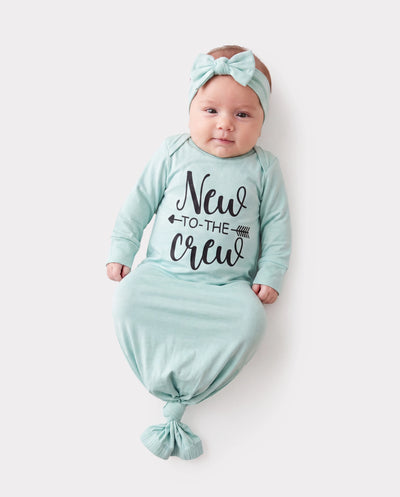 Gigoteuse en bambou pour bébé/fille, robe pour nourrisson avec bandeau, vert clair