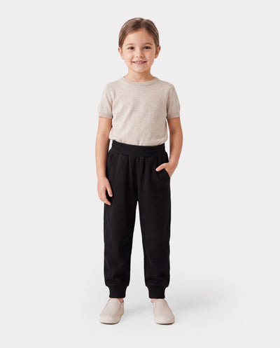 Pantalon décontracté à poches solides pour bébé/enfant, noir