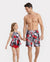 Ensembles papa et fille Maillot de bain short imprimé floral tropical ou maillot deux-pièces dos nu noir