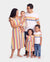 Family Matching Colorful Striped V Neck Flutter-sleeve Dresses and Short-sleeve T-shirts Sets COLOREDSTRIPES