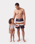 Daddy & Daughter Color Block Swimsuits Striped Bikini & Swim Trunks Set Color block