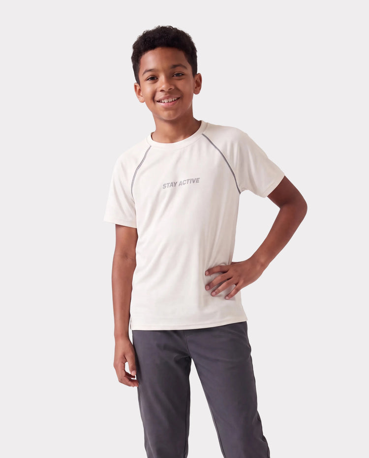 PatPat Lightflow Activewear Kid Boy Athletic Ultra Lightweight & Quick Dry Short Sleeve T-Shirt Apricot