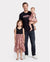 Daddy & Daughter Cotton T-Shirt & Dress Set Daddy / Mini Print Black Tee for Dad and boy, Floral Print splicing Dress for Mom, girl and Baby, Perfect for Summer Family Outings Black
