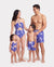 Family Matching Tropical Leaf Print Swim Trunks or Hollow-out Crisscross Straps One-piece Swimsuit Blue