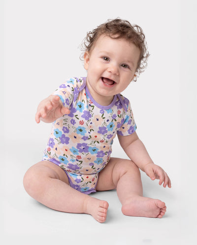 Bamboo Baby Boy/Girl 1pc Allover Print Bodysuits Purple