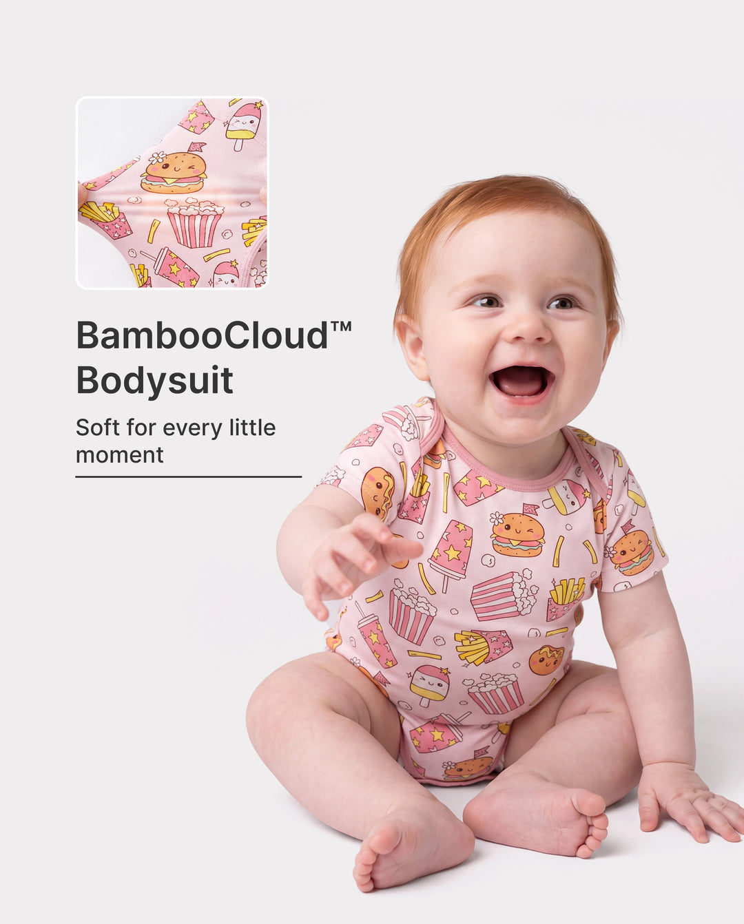 Bamboo Baby Boy/Girl 1pc Allover Print  Bodysuits  Light Pink