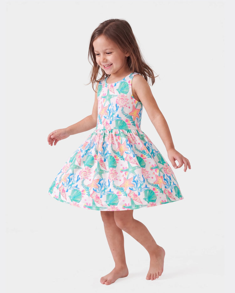 Ocean Vibes Toddler Girl Crossback Dress Pink