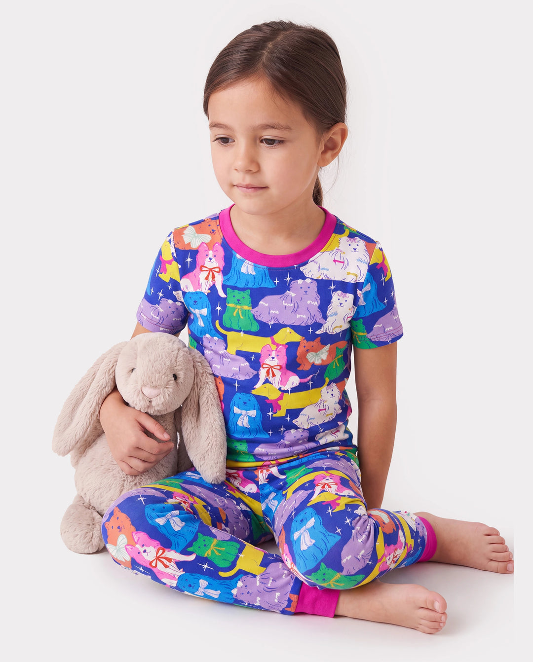 Toddler / Kids Christmas / Halloween Pajamas 3-Piece Bamboo Pajama Set 2-in-1 Look for 4 Seasons (Snug-Fitting) Color block