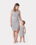Mommy & me Cotton Set Strap Bodycon Dress Black+White