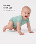 Bamboo Baby Boy/Girl 2-Pack Solid&Printed Rompers Set Light Green