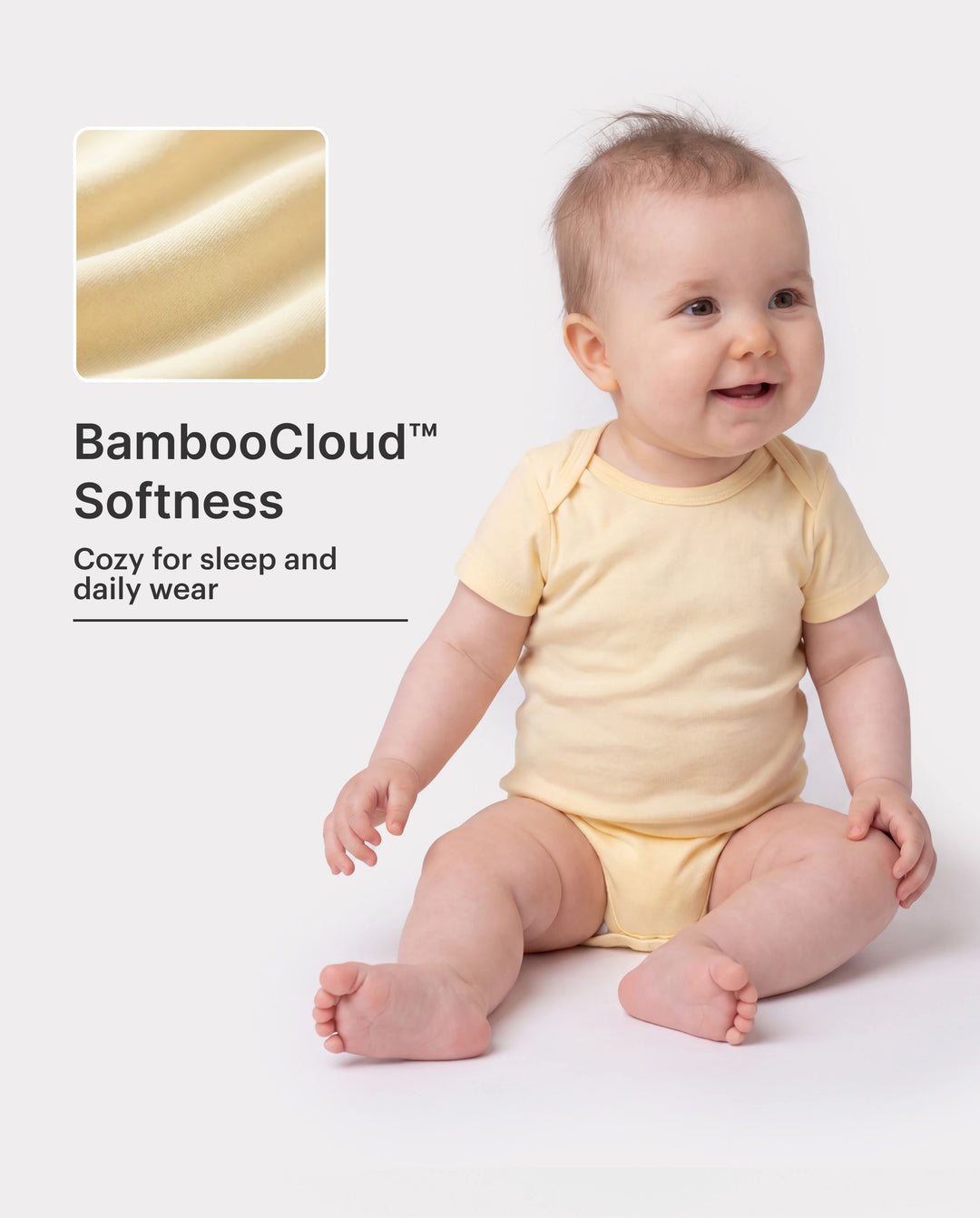 Baby Boy/Girl 4-Piece Modal Solid Color Rompers Set Pale Yellow