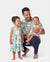 Daddy & Daughter Leaf Print Green Short-sleeve Shirt or Sling Shirred Dress Set Green