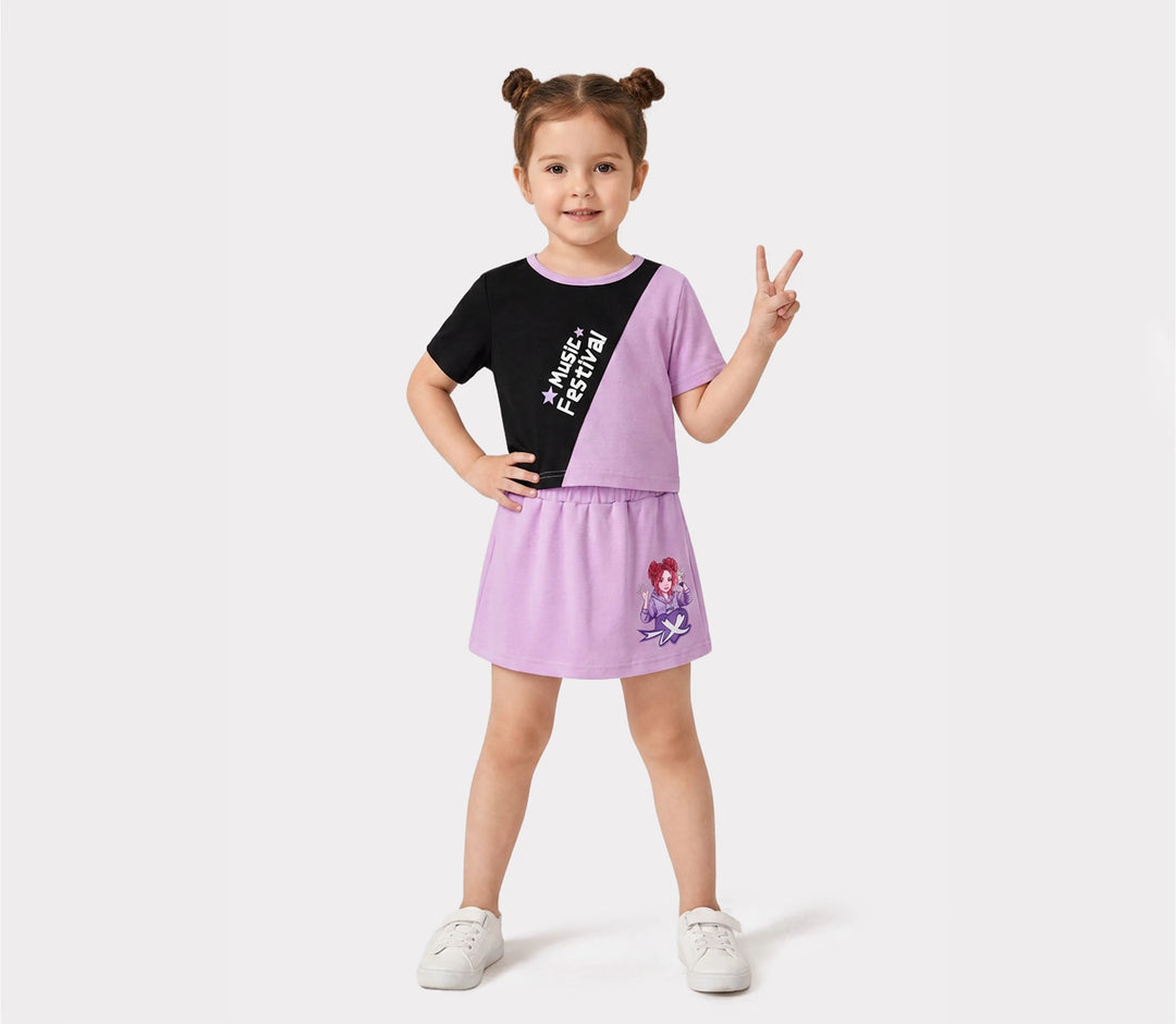 NEON Pop: Conjunto de falda-short para niña pequeña, color morado