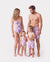Maillots de bain assortis pour toute la famille à imprimé floral, maillot une pièce à volants & ensemble short de bain Violet