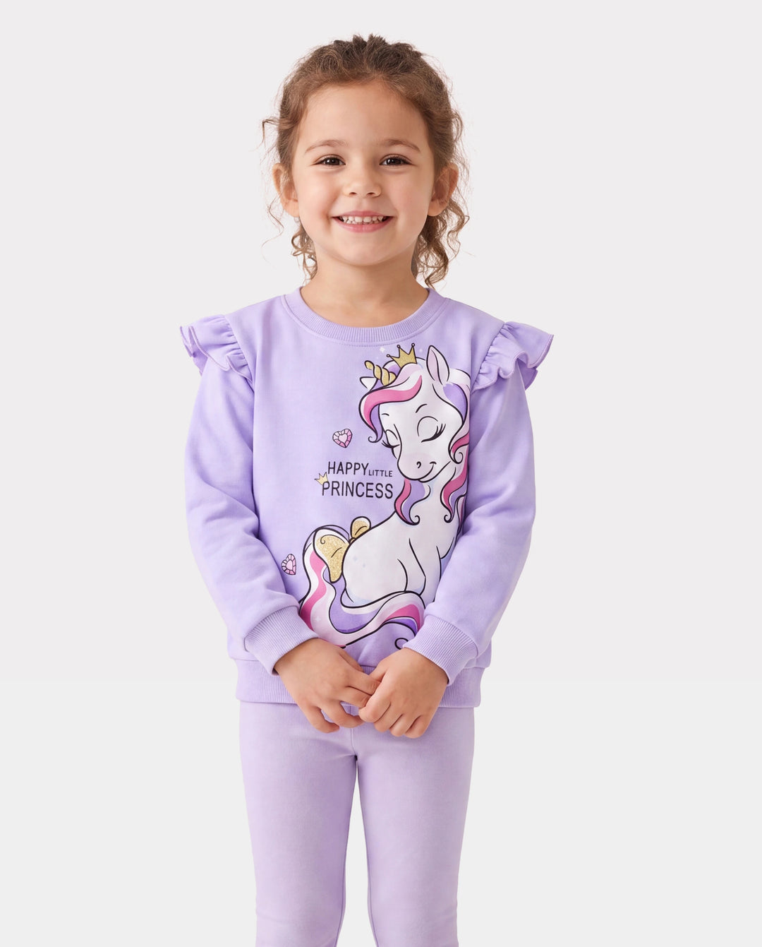 Kindlicher Pullover in Vollfarbe für Kleinkindmädchen lila