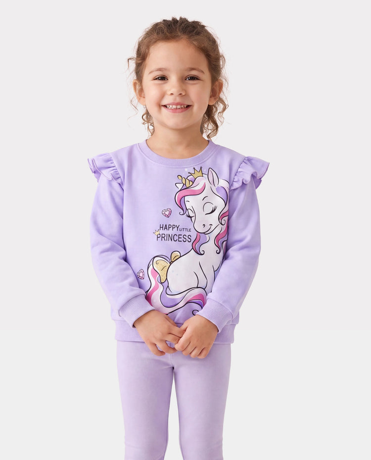 Kindlicher Pullover in Vollfarbe für Kleinkindmädchen lila