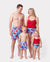 Matching Family Swimwear Floral Print Bikini & Swim Trunks Set for Mom, Dad, & Kids, Perfect for Summer Beach Days & Pool Parties Red
