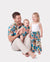 Daddy & Daughter Set Sun Flower Print Short-sleeve Collar Shirt or White Camisole Top and Flower Wide-leg Pants Set for Summer Vacation Multi-color