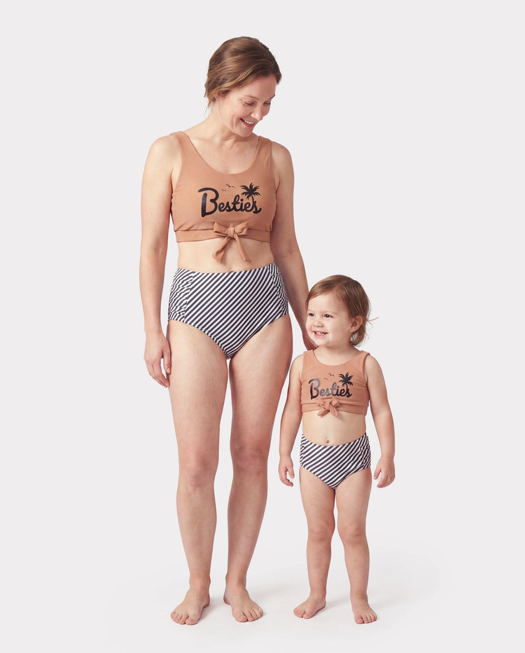 Mommy & me Besties Printed Crop Tank Bikini Khaki