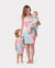 Mommy and Me Casual Flower Print Sleeveless Strappy Dresses Light Green