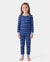 Pijama de bambú de 2 piezas para Navidad y Halloween con estampado divertido para niños pequeños (ajustado) en azul