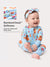 Bamboo Baby Boy/Girl Animal Printed 2-Way Zipper Anti Slip Long-sleeve Footie with/without Hairband Turquoise