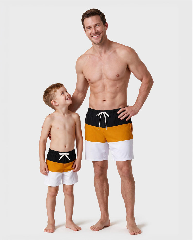 Daddy & Son Colorblock Swim Trunks Shorts Multi-color