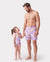 Daddy & Daughter Floral Print Swimsuits Ruffled One-Piece Bathing Suit & Swim Trunks Set Purple