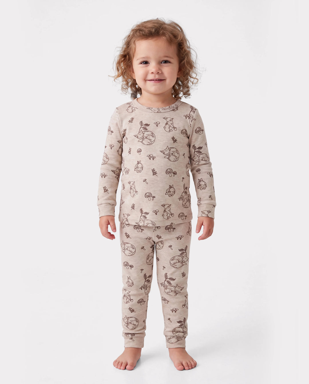 Toddler / Kids 2-piece Pajamas With Animal Print ( Snug-Fitting ) Apricot