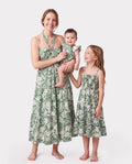 Mommy & me Leaf Print Halter Dress Green Set Green
