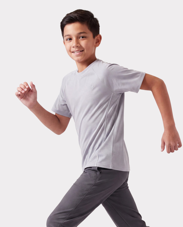 Camiseta deportiva PatPat Rapidair para niños y niñas, de secado rápido y enfriamiento instantáneo, con protección solar UPF 100+, gris