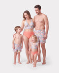 Matching Family Floral Swimwear Bikini Set for Mom & Daughter Floral Board Shorts for Dad & Son, Cute Beach Outfits for Vacation & Pool Days Multi-color