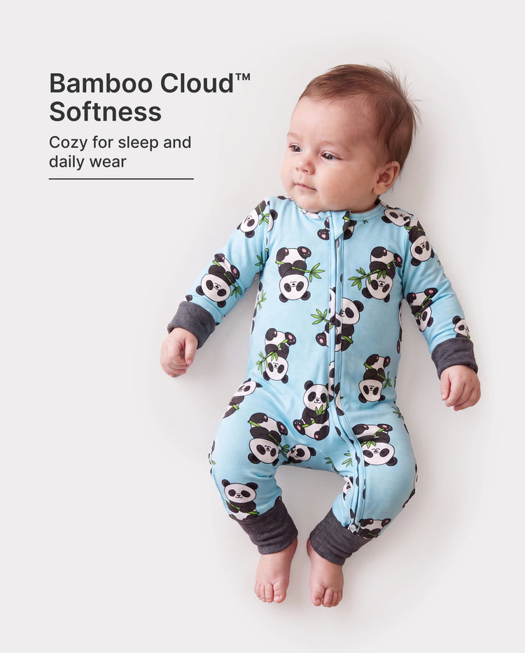 Kids Baby / Girl Bamboo Pajamas With Childlike Print (Snug-Fitting) Light Blue