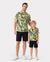 Daddy & Son Outfits – Hawaiianische Hemden mit Zitronenprint – Tropische Urlaubskleidung für Männer & Kinder Grün