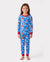 Pijama de bambú de 2 piezas para Navidad y Halloween con estampado divertido para niños pequeños (ajustado), color azul claro