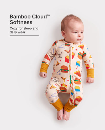 Pyjama en bambou pour bébé/fille avec imprimé enfantin (ajusté) marron